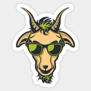 Goat with Glasses - Green Drawing Illustrattion Sticker